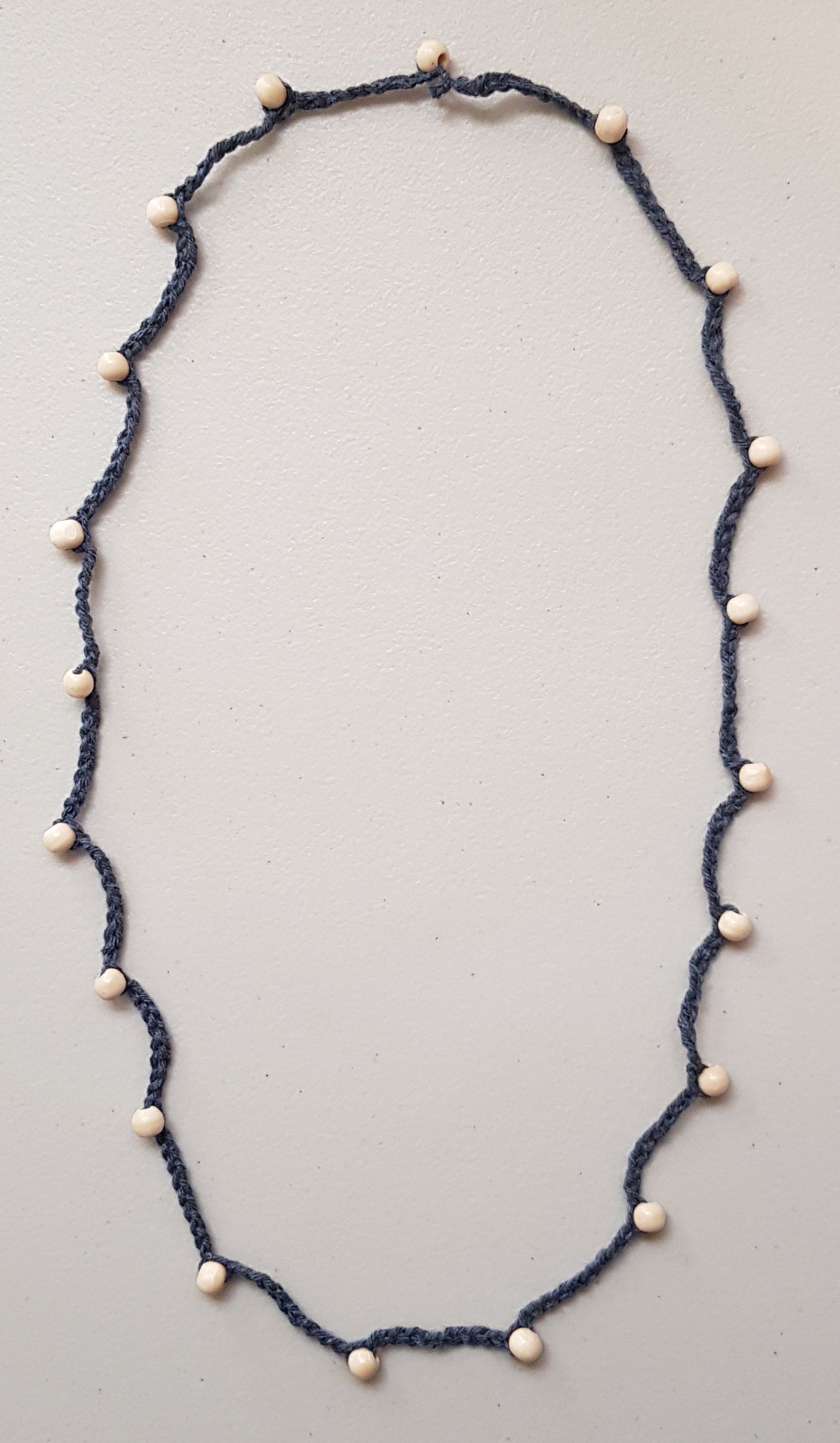 Crochet Necklace - Wood Bead - 80-84 cm