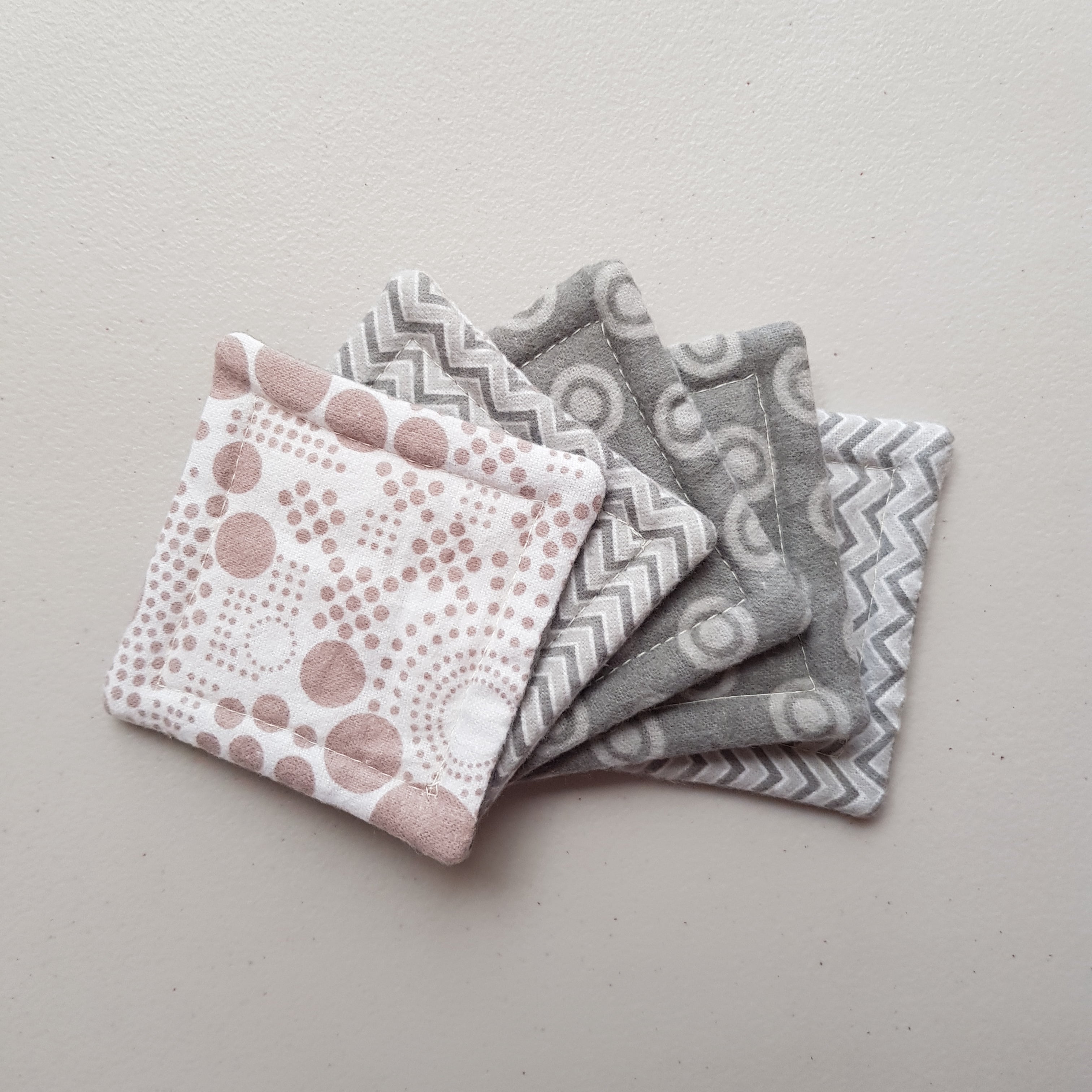 Reusable Cotton Flannelette Face Wipes - Set of 5