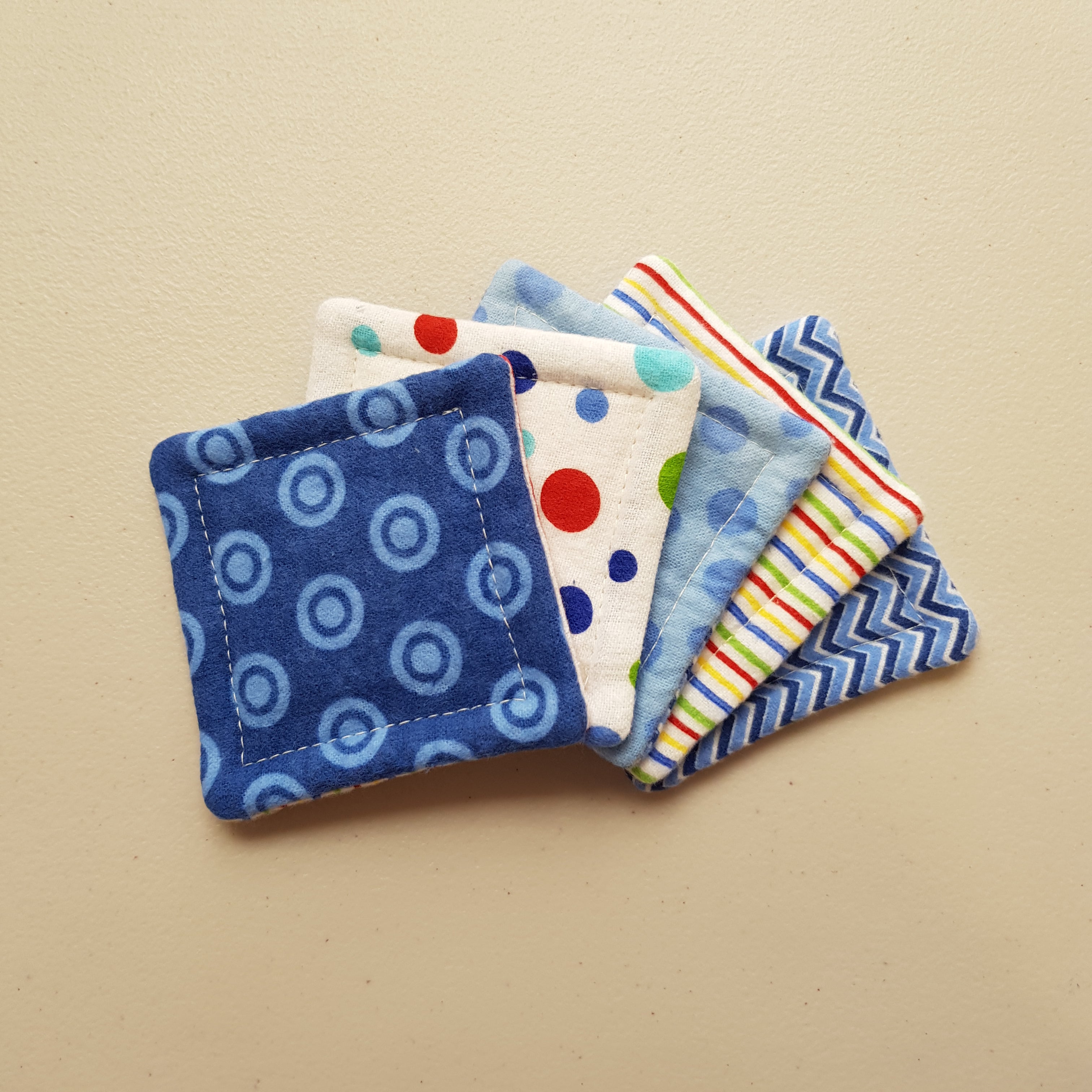 Reusable Cotton Flannelette Face Wipes - Set of 5