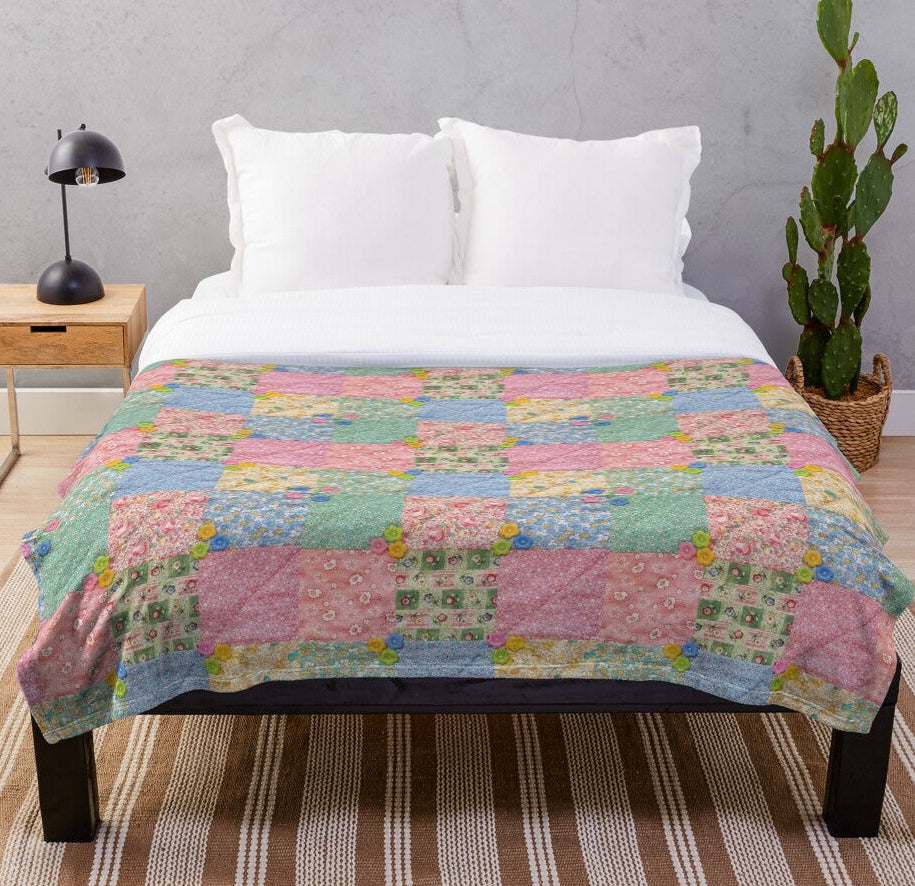 Throw Blanket - Pastel Patchwork - 152 x 127 cm