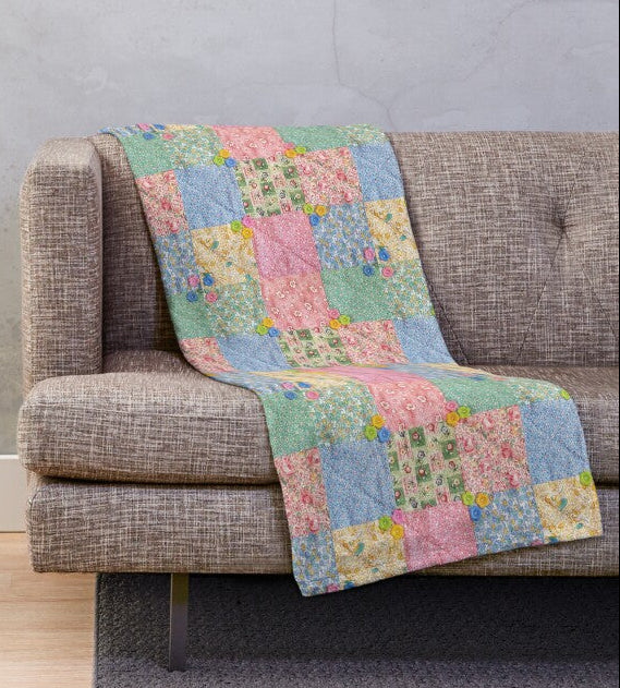 Throw Blanket - Pastel Patchwork - 152 x 127 cm