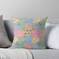 Cushion/Pillow with Printed Artwork - Pastel Patchwork with Buttons