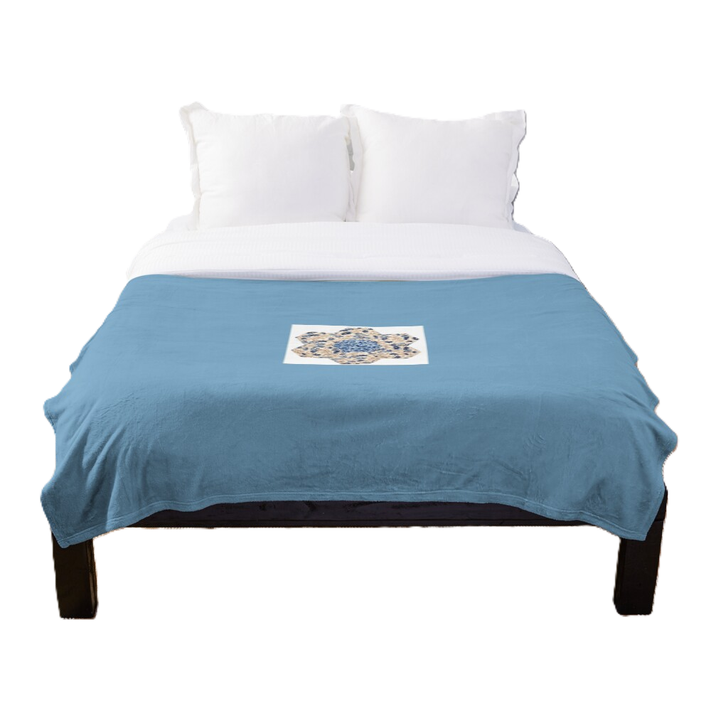 Throw Blanket - Blue Patchwork Hexagon Flower