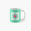 Patchwork Print Mug - Green with Green Hexagon Flower Motif