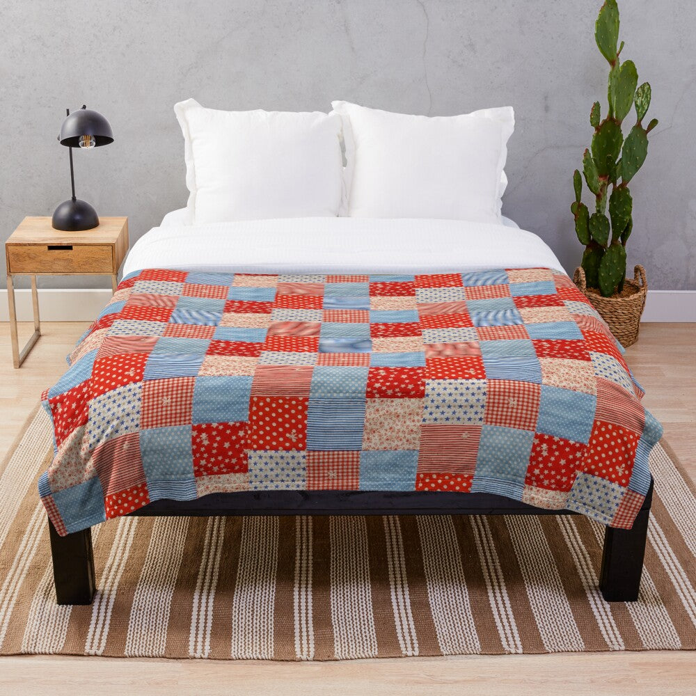 Throw Blanket - Red and Blue - 152 x 127 cm